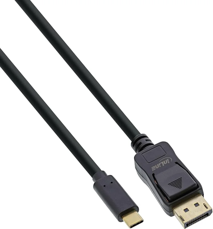 InLine 64123 USB-skärmkabel, USB typ-C kontakt till DisplayPort-kontakt (DP Alt Mode), 4K2K, svart, 3 m — Datortillbehör