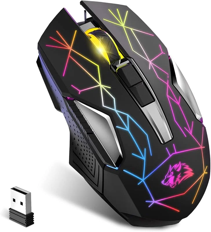 Ultralätt 2, 4 G trådlös spelmus, lätt skal ergonomisk design, 7 färger bakgrundsbelysning, 3 justerbara DPI upp till 2 400, optiska datormöss för PC-spelare, Xbox, PS4 (stjärnsvart) — Datortillbehör