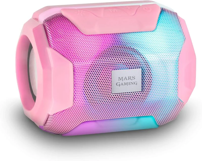 Mars Gaming MSBAXP, RGB Bluetooth-högtalare, kompakt, 10W, USB, MicroSD, radio, rosa — Hörlurar och ljud
