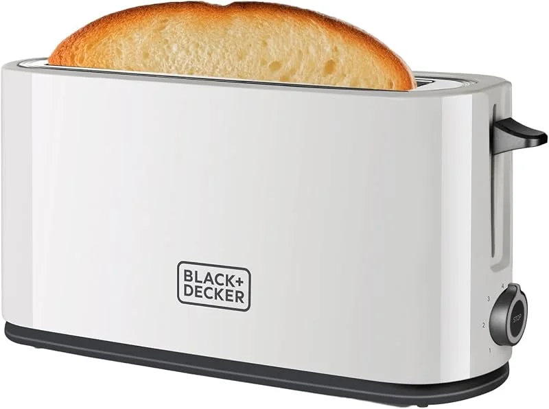 Black+Decker BXTO1001E – brödrost 1 000 W, brödrost med extra stort spår, 7 skålnivåer, hög lyftfunktion och stoppfunktion, kabeluppdragning, vit — Kök & Hushåll