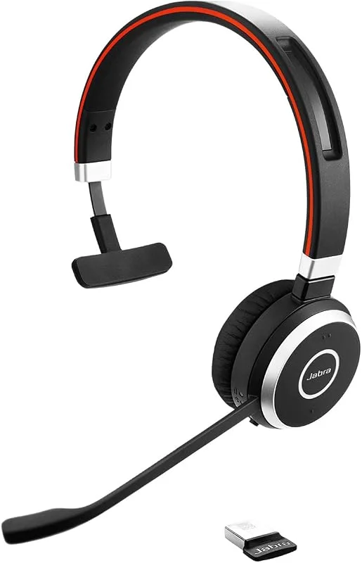 Jabra Evolve 65 Trådlöst Mono On-Ear Headset – Microsoft certifierade hörlurar med lång batteritid – USB Bluetooth-Adapter – Svart — Hörlurar och ljud