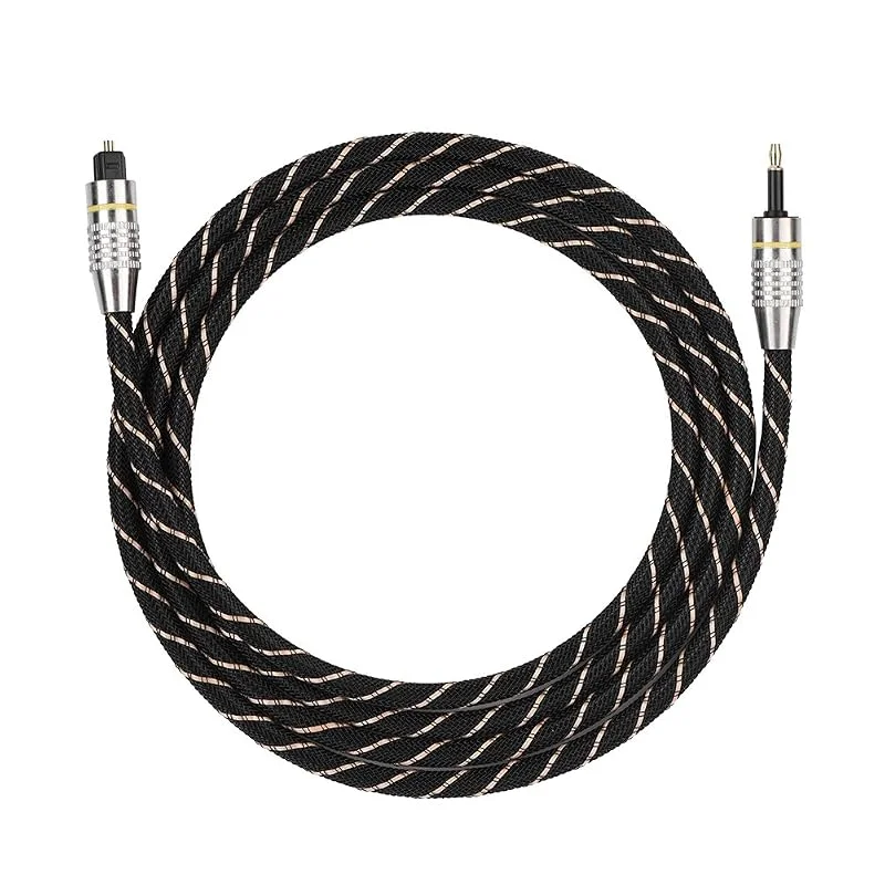 Yosoo Health Gear Optisk jackkabel, Toslink till Mini Toslink 3, 5 mm kabel, optisk digital ljudkabel för Toslink, guldpläterad, optisk ljudkabel adapter svart (1, 5 m) — TV och streaming