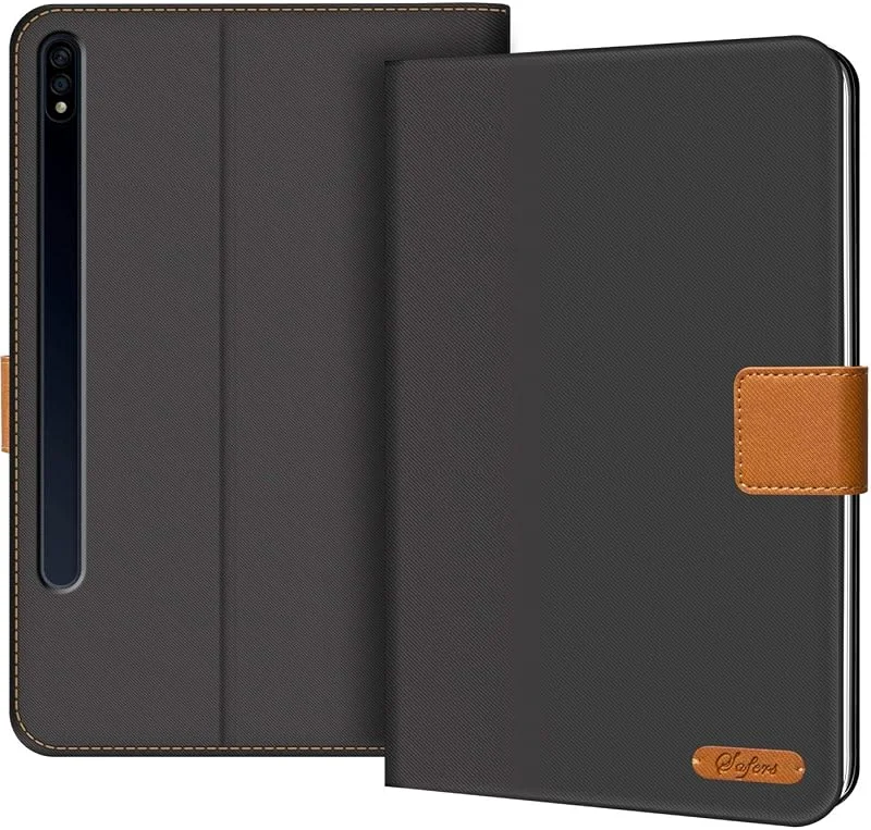Verco fodral för Samsung Galaxy Tab S7 FE, Samsung Tab S7 FE 5G skyddsfodral surfplatta väska stativfunktion skydd [12, 4 T733 T736], svart — Mobil och surfplatta