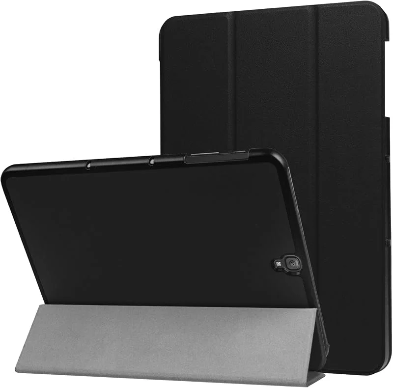 SATURCASE fodral till Samsung Galaxy Tab S3 9.7 SM-T820 T825, PU-läder flip vikbart folio stativ skyddande surfplatta fodral (svart) — Mobil och surfplatta