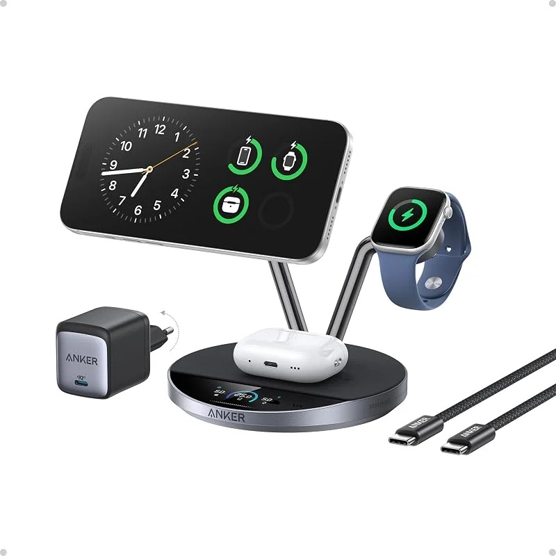 Anker Prime 3-i-1-laddningsstation, Qi2 25W, MagSafe-kompatibel — Mobil och surfplatta
