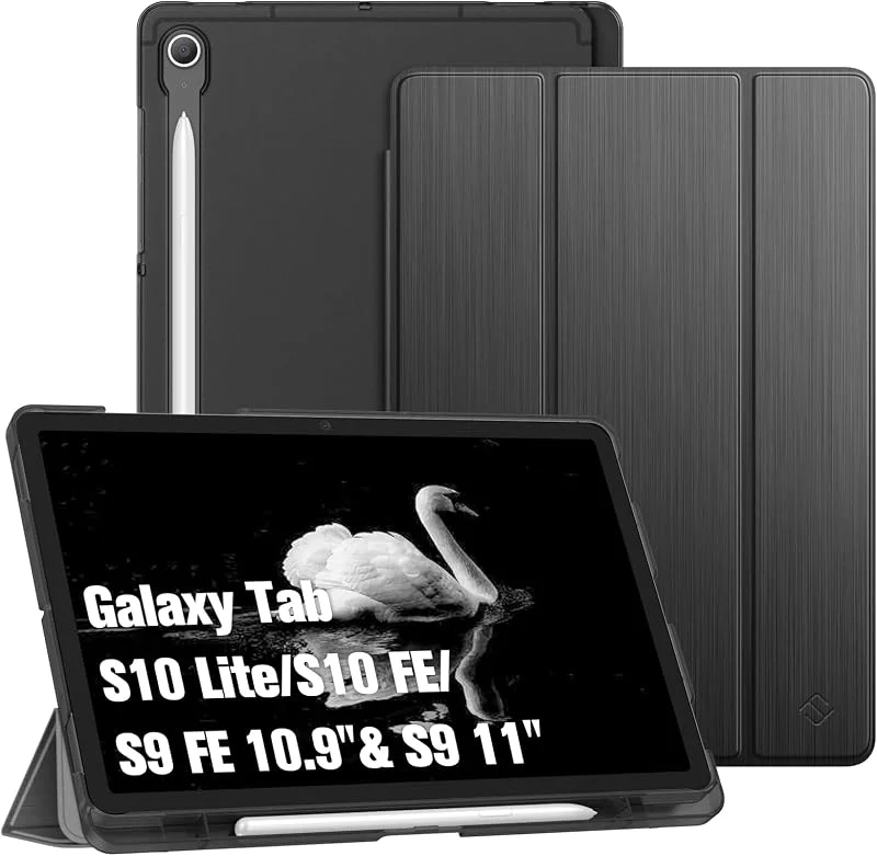 Fintie Fodral för Samsung Galaxy Tab S10 Lite 10, 9 tum 2025 och Galaxy Tab S10 FE, S9 FE 10.9", S9 11" - [pennförvaring] tunt genomskinligt frostat lätt hårt fodral, grått — Mobil och surfplatta