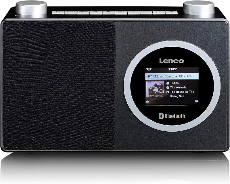 Lenco Dir 70 Bärbar Internetradio, Radio Dab+, Retro Digital Radio, Wi-Fi, Bluetooth, 2, 4” färgskärm, 3 Watt RMS, 4 Radio Tryck, Appkontroll via AirMusic, Svart — Portabel digital och ljud