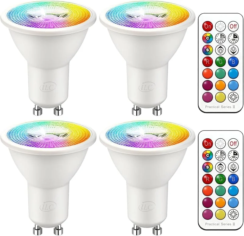 iLC LED GU10 färgskiftande LED-spotlights, reflektorlampa, 5 W dimbar, varm vit (2 700 K) RGB 40 W halogenlampor, (4 stycken) — Smart belysning