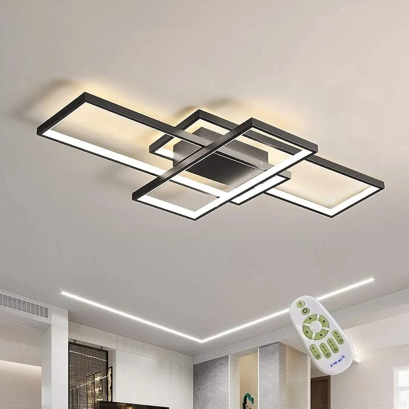 LED-taklampa Modernt vardagsrum Ljuskrona Dimbar Kreativ designlampa Takarmatur Belysning Vardagsrumslampor Sovrumslampor Studiekontor Taklampa, Black, 90x50x6.5cm — Smart belysning