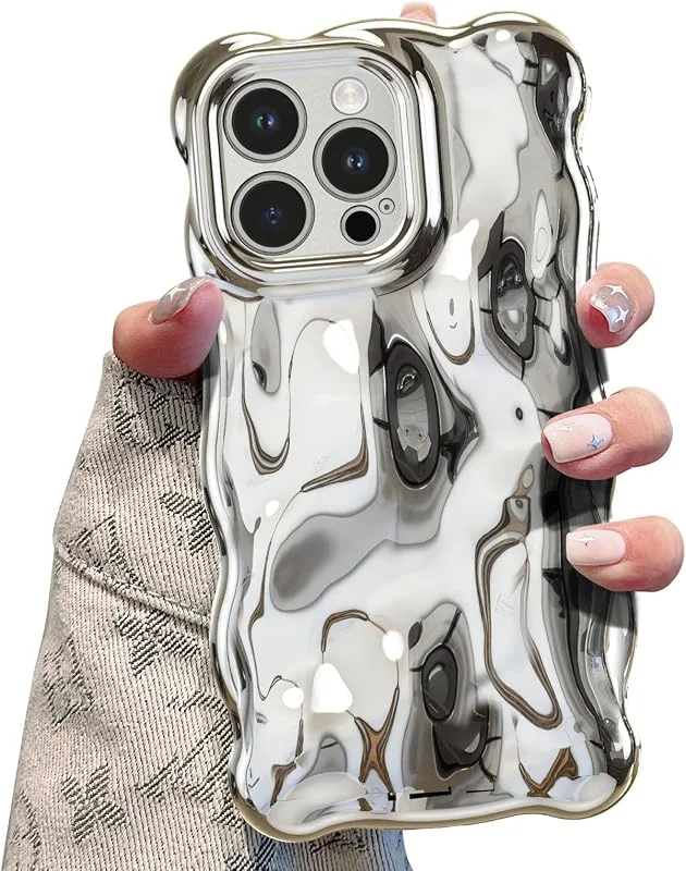 UEEBAI Ripple fodral för iPhone 16 Pro, Silver — Mobil och surfplatta