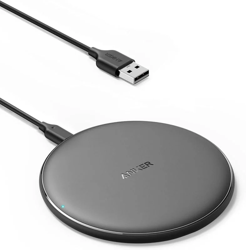 Anker Trådlös Laddare PowerWave Laddplatta, 7.5W Trådlös Laddning för iPhone 11, XR, XS, X, 8, 10W för Samsung Galaxy S20, S10, S9, S9+, S8 (Strömadapter ingår ej, 120cm Kabel ingår) (Svart) — Mobil och surfplatta