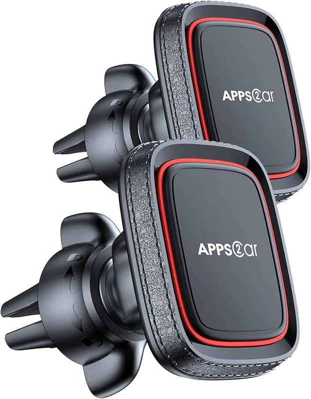 APPS2Car 2-pack magnetisk telefonbilmontering, i biltelefonhållare luftventil magnetisk, 6 N52 magneter universella mobiltelefonhållare för bilar, för iPhone Pro Max Samsung S22 Ultra P30 GPS — Mobil och surfplatta