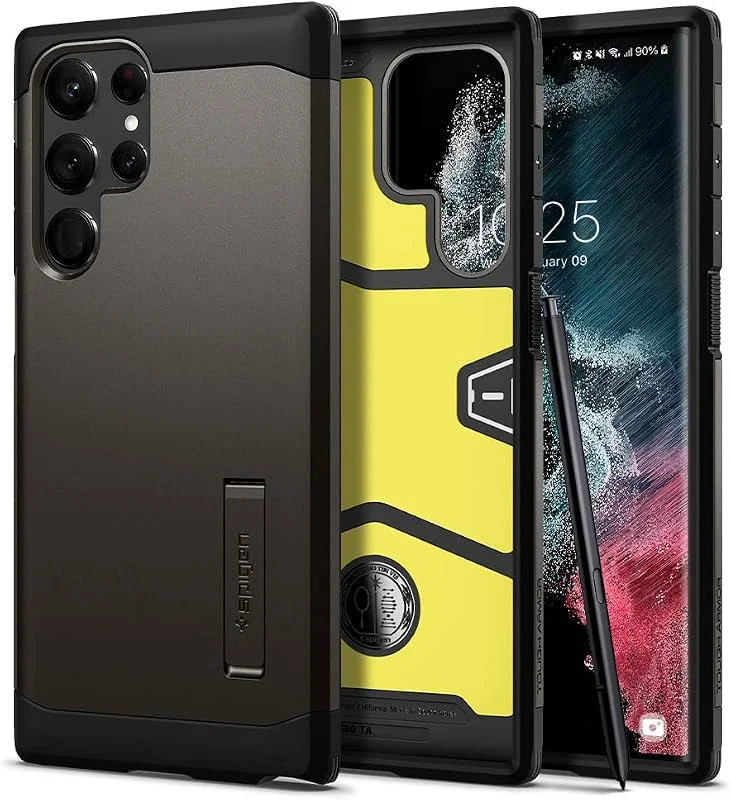 Spigen Tough Armor Case Kompatibel med Samsung Galaxy S22 Ultra Fodral Skal -Gunmetal — Mobil och surfplatta