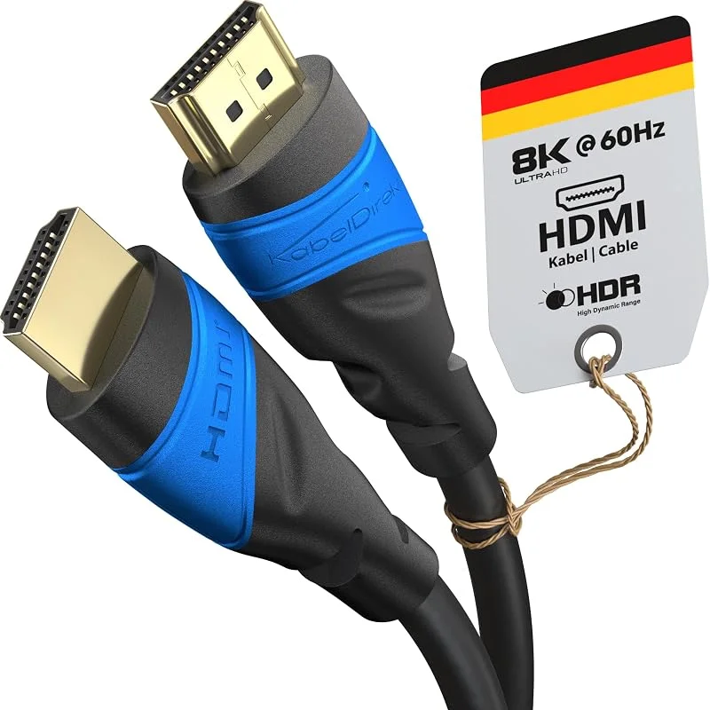 KabelDirekt – HDMI-kabel 8K & 4K – 2m – Tysk Flexcore-teknik — Laddning och kablar