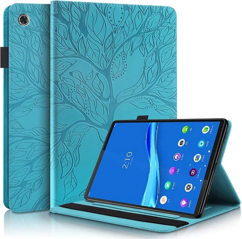 Succtop Fodral till Lenovo Tab M10 Plus 10, 3 tum, ultratunt PU-läder folio vikbart fodral stativ funktion plånbok pennhållare surfplattefodral Lenovo Tab M10 FHD Plus (2:a generationen) TB-X606F TB-X606X blå — Mobil och surfplatta