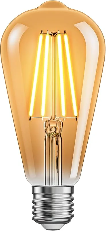 ledscom.de E27 LED-lampa, ST64, extra varm vit (2500 K), 7, 2 W, 814lm, 3-stegs dimmer, guldfärgad — Smart belysning