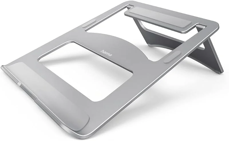 Hama laptopstativ av aluminium (laptophållare för enheter upp till max. 40 cm (15, 6 tum), höjd 7 cm, halkfri, vikbar, optimal laptopventilation, notebook-stativ) silver — Datortillbehör
