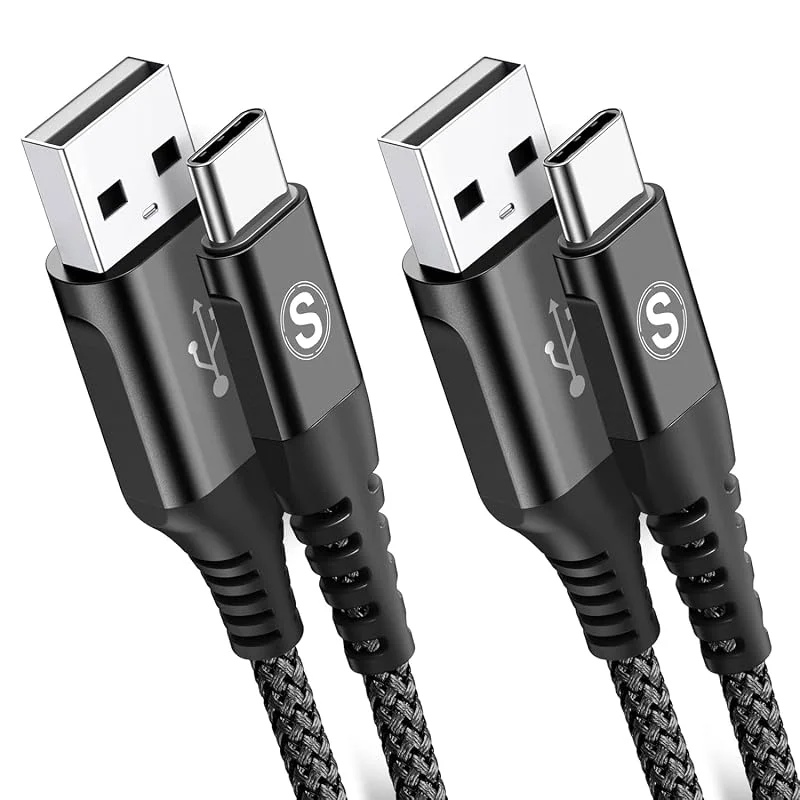 USB C Kabel [2pack 2m] Snabbladdning 3.1A Fast Charging Nylon-kabel för iPhone 17 16 15 Pro Max, Samsung Galaxy S26, S25, S24, S23, S22, S21, S20, S10, såny Xperia, Huawei P50, P40, Xiaomi, Google Pixel, LG — Laddning och kablar