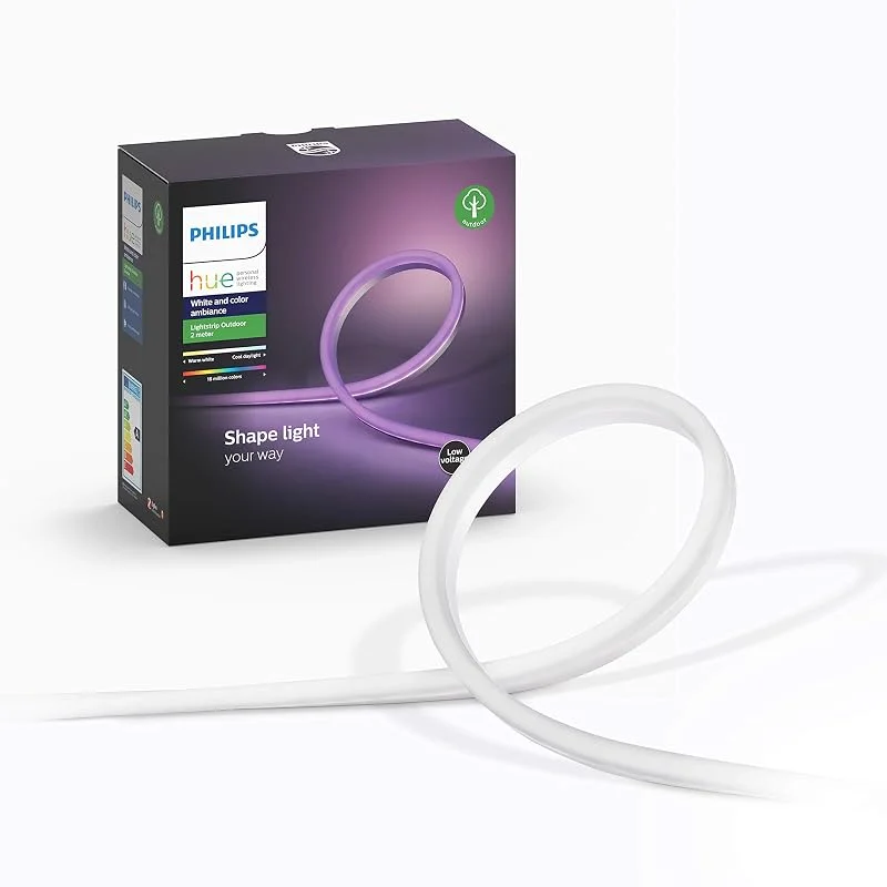 Philips Hue 2 m vit och färgglad utomhusstämningsbelysning, intelligenta LED-lampor, kräver en Hue Bridge (säljs separat), intelligent belysning fungerar med Alexa, Google — Smarta hem