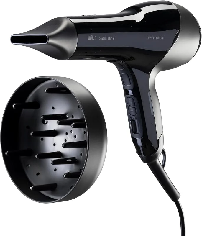 Braun Satin Hair 7 SensoDryer HD785 – Professionell 2000W hårtork med värmesensor, IONTEC, infrarött värmesystem och diffuser, Svart, BRHD785E — Hårvård