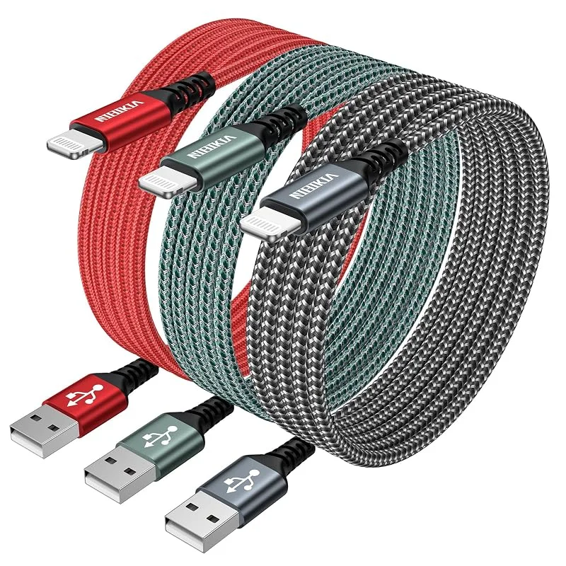 NIBIKIA iPhone ladningskabel, Lightning-kabel [3-pack 3 m] snabbladdningskabel — Mobil och surfplatta
