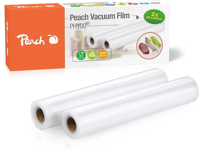 Peach PH100 vakuumfolie, 2 rullar, 28 x 300 cm, 2 x 90 mic, 7-lager, lämplig för frysare, kokande vatten, Sous Vide Garen — Kök & Hushåll
