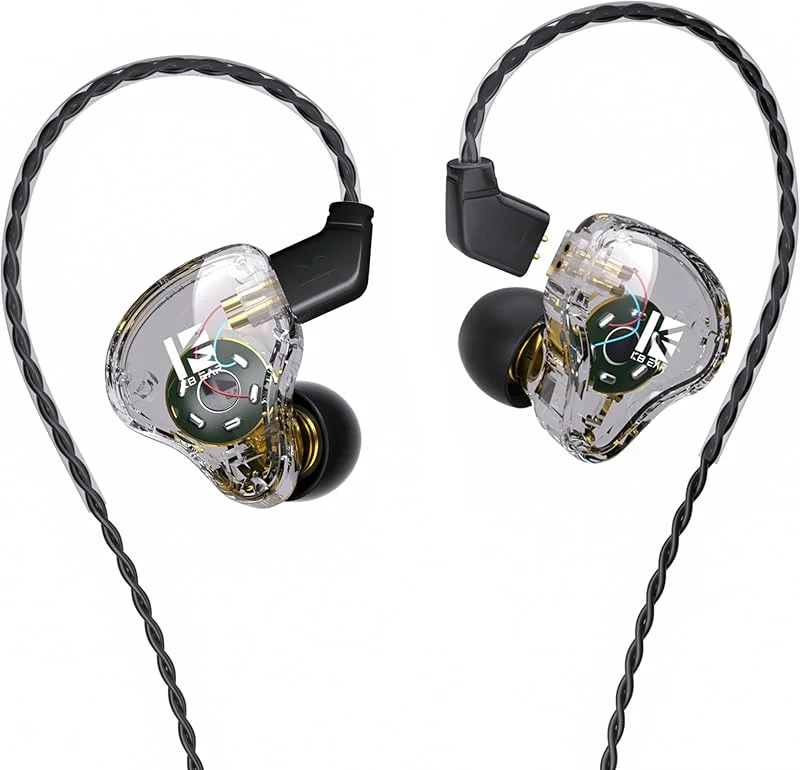 KBEAR KS1 trådbundna öronsnäckor spel utmärkt basheadset, ljud med Power High Resolution IEM, in-ear hörlurar kompatibla med Android-telefon PC, PS4, PS5, Xbox One, Mac (utan mikrofon, klar) — Hörlurar och ljud