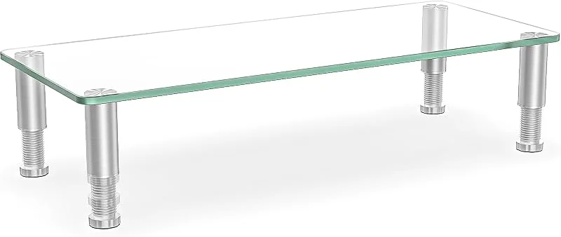 Stativ för datorskärmsstativ med justerbar höjd 56 cm x 24 cm multimedia skrivbordsstativ för PC-datorskärm, Bärbar dator och TV klart glas — Datortillbehör