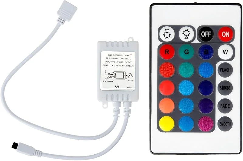 Supernatt LED justerbar kontroll för 5050 3528 RGB LED ljusremsa RGB 24V Vitt — Smart belysning