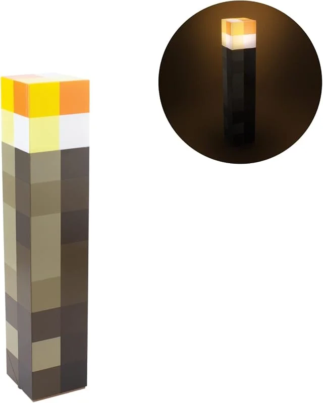 Minecraft ficklampa ljus – officiellt licensierad, 2 ljuslägen, 2 användningslägen, batteridriven, present till spelare, Paladone — Hushållselektronik