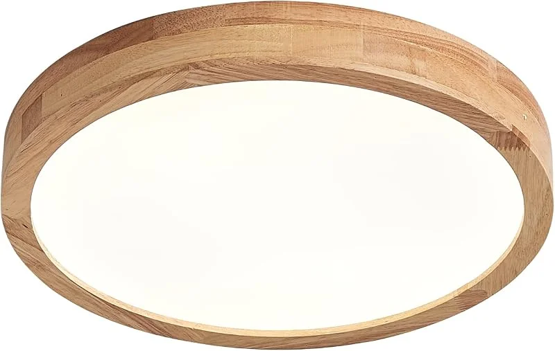 Trä LED-taklampa, 20W Varmvit 3000K 1600 LM, Runda Trä-taklampor ﾘ30cm för Lounge Vardagsrum Kök Matsal Hall Hemmakontor Barnrum — Smart belysning
