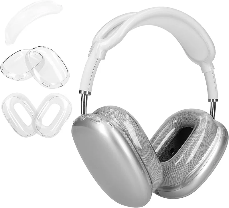 kwmobile 3 i 1 fodral för Apple AirPods Max, AirPods Max 2 – klart TPU-skydd för hörlurar – repfri örondyna, öronkoppar, kudde, pannbandsskydd – transparent — Mobil och surfplatta