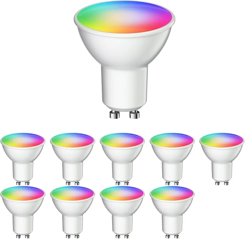 ledscom.de 10x GU10 LED RGB-lampor, PAR16, varmvit - kallvit (2900-6200 K), 5, 5 W, 473lm, 103°, Smart Home, WLAN, Alexa, matt — Smarta hem