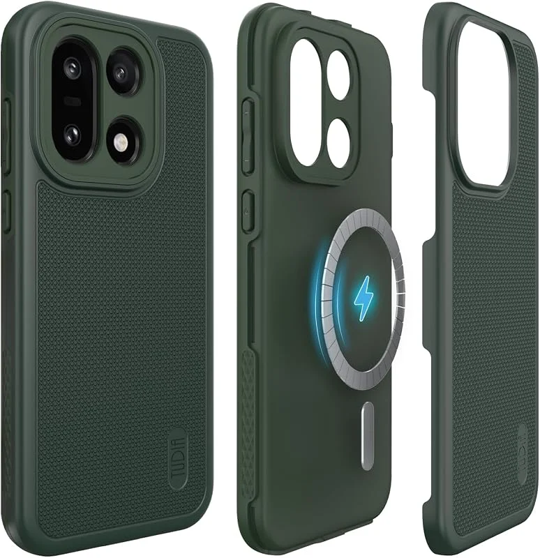 TUDIA MergeGrip fodral kompatibelt med OnePlus 15 5G (2025) – [MagSafe-kompatibel] stöttåligt slitstarkt skyddsfodral med dubbla lager (grön) — Mobil och surfplatta