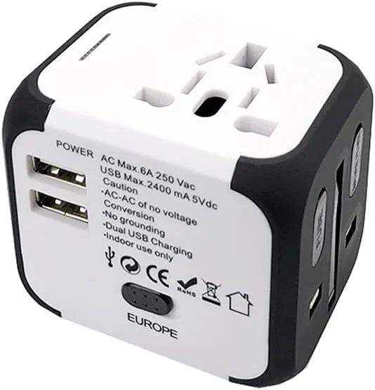 Reseadapter Dubbel usb allt-i-ett Världsomspännande reseladdare Adaptrar Internationellt uttag Adapter för resor över hela världen — Laddning och kablar