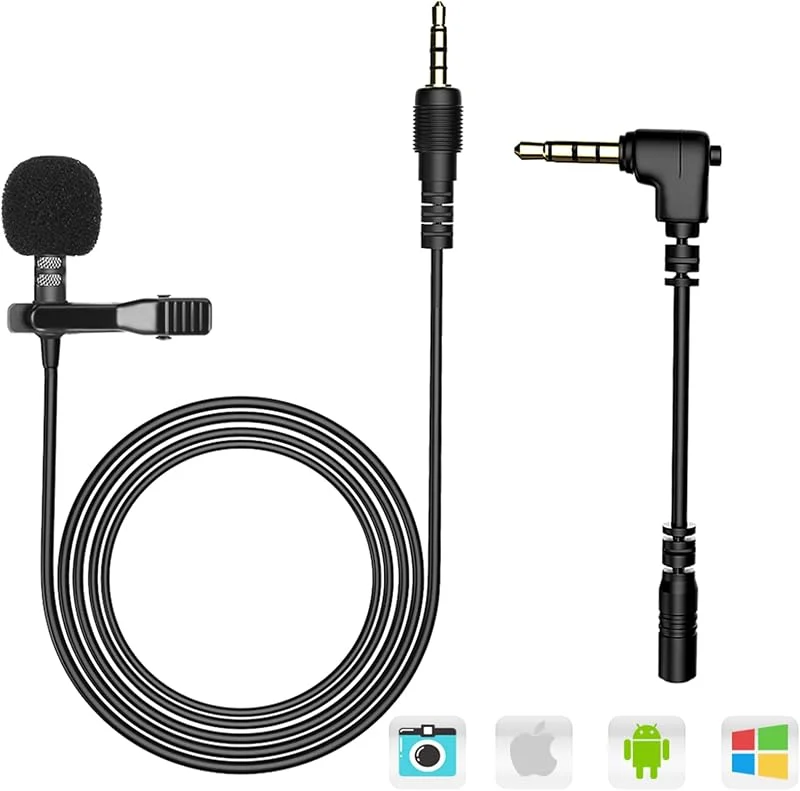 Lavalier-mikrofon för mobiltelefon och PC, 2M Mini rundstrålande kondensator Lapel Mic med 2 transformationer, perfekt för intervju, videokonferens, podcast, diktering etc. — Datortillbehör
