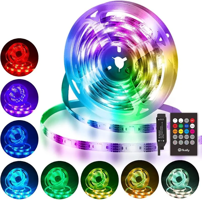 LED Remsor, Hually LED Strip 3m TV-Bakgrundsbelysning USB-Driven, 5050 RGB Ljusremsa med 4 Dynamisk och Synkronisering med Musik Belysningsläge för 40 till 60 Tum HDTV, PC-skärm, Hem, Kök Julfest [Energiklass A+] — Smart belysning