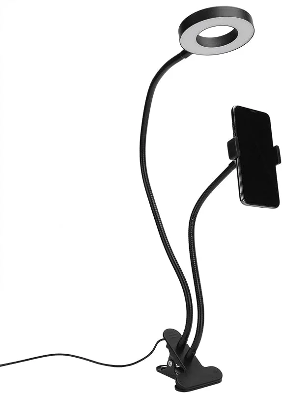 2in 1 förstärkt halkfri mobiltelefonhållare Led Selfie Ring Light Trefärgdämpning Justerbar skrivbordslampa Skönhet Live Fill Lights — Mobil och surfplatta