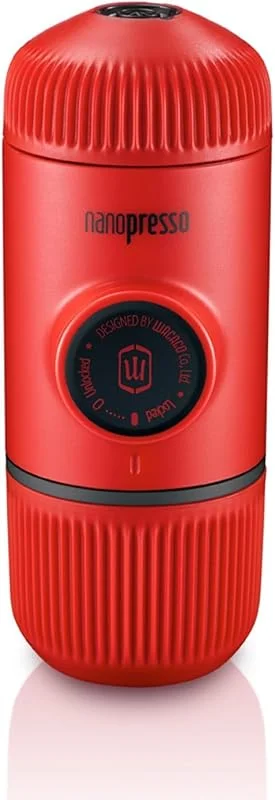 WACACO Nanopresso Kaffebryggare, Manuell Bärbar Espressomaskiner, 18 Bar Tryck Kaffemaskin, Uppgraderingsversion av Minipresso, Perfekt för Camping, Resor, Röd — Kök & Hushåll