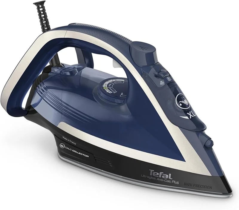 Tefal FV6846 Ultragliss Plus Anti-kalk ångstrykjärn, 2800 watt, avtagbar kalksamlare, 50 g, min. kontinuerlig ångutgång, 260 g, min. Ångpuff, automatisk avstängning, blå, vit — Hushållselektronik