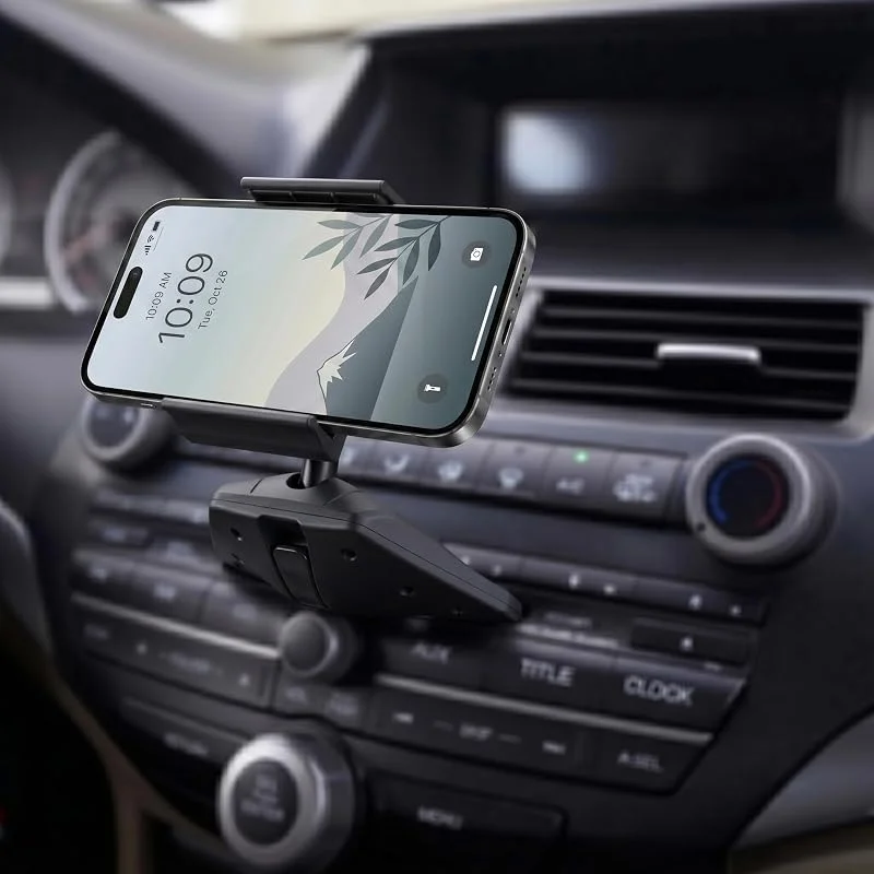 Universell mobiltelefonhållare att fästa i CD-facket i bilen 360 graders rotation för iPhone 12 X Samsung Galaxy S20 + Note 10 Motorola LG Huawei Sony Nokia — Mobil och surfplatta