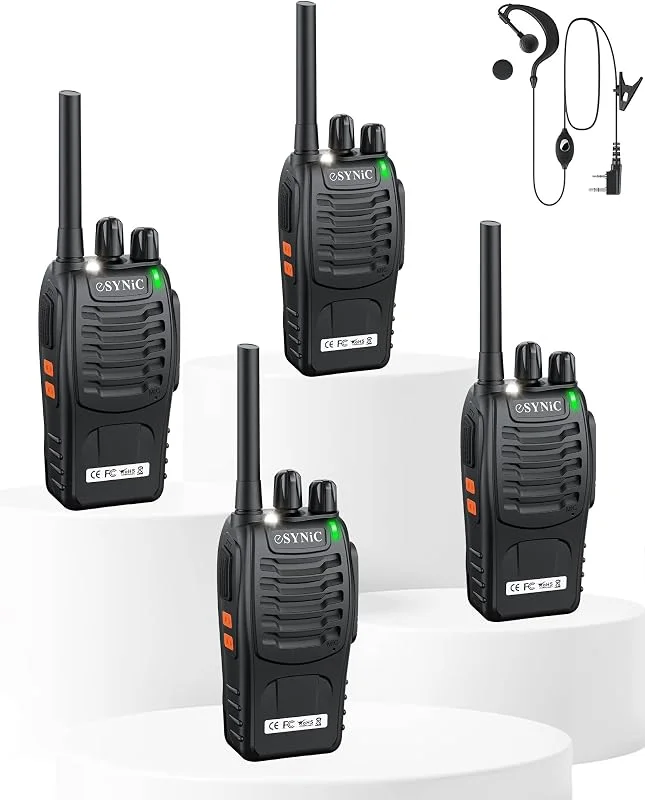 Fugen 4 st walkie talk långt avstånd-2-vägs radio lång räckvidd walkie talkie med 4 st original öronsnäckor med 16 CH enkelt band stöder VOX-funktion perfekt för fältöverlevnad och andra aktiviteter — Portabel digital och ljud