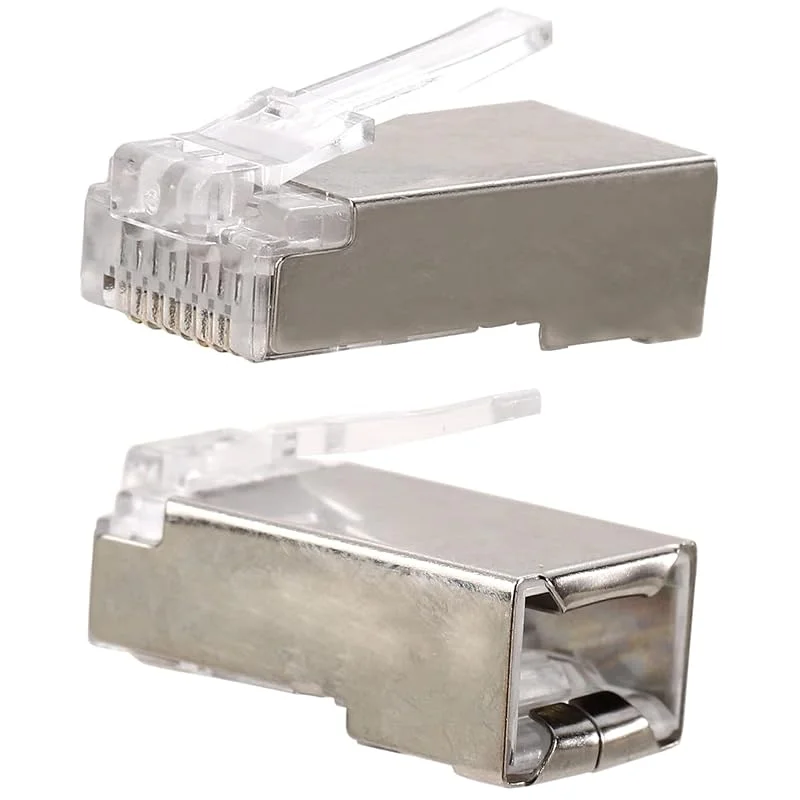 Greluma 25 St CAT6 Metallskärmade RJ45-Kontakter Modulär Kontakt - CAT6A FTP 8P8C Nätverkskabel Crimp Ethernet-Kontakt (Trådhål 1, 2 mm, 0, 047") — Laddning och kablar