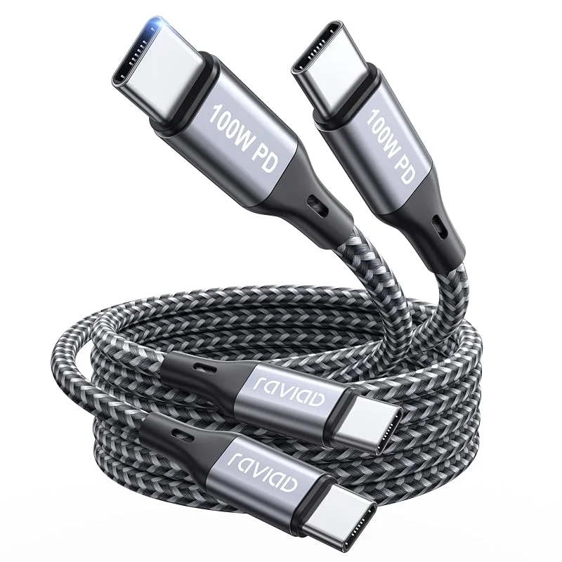 RAVIAD USB C till USB C-kabel [2 st 2 m + 2 m] 100 W USBC laddningskabel PD snabbladdningskabel typ C-kabel för iPhone 16 Pro Max, iPhone 15, Samsung Galaxy S24, S23, S22, MacBook Air, Pad Pro — Mobil och surfplatta