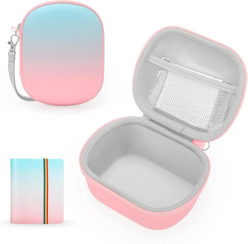 Yinke Väska fodral med fotoalbum för Polaroid Go Instant Camera, hårt skyddsfodral barnkamera resväska fodral – jul nyår födelsedag festival leksak present (lutande kombination) — Portabel digital och ljud