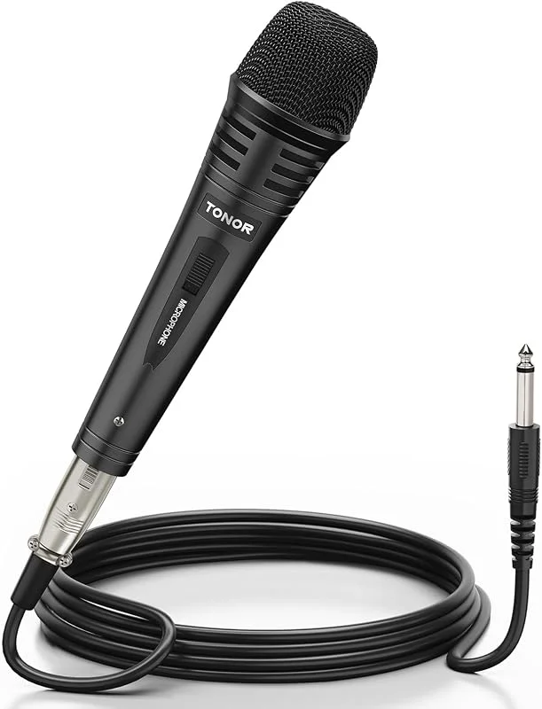 TONOR Dynamisk karaokemikrofon för sång med 5 m XLR-kabel, handhållen metall mikrofon kompatibel med karaokemaskin, högtalare, förstärkare, mixer för karaoke sång, tal, bröllop och utomhusaktiviteter — Hörlurar och ljud