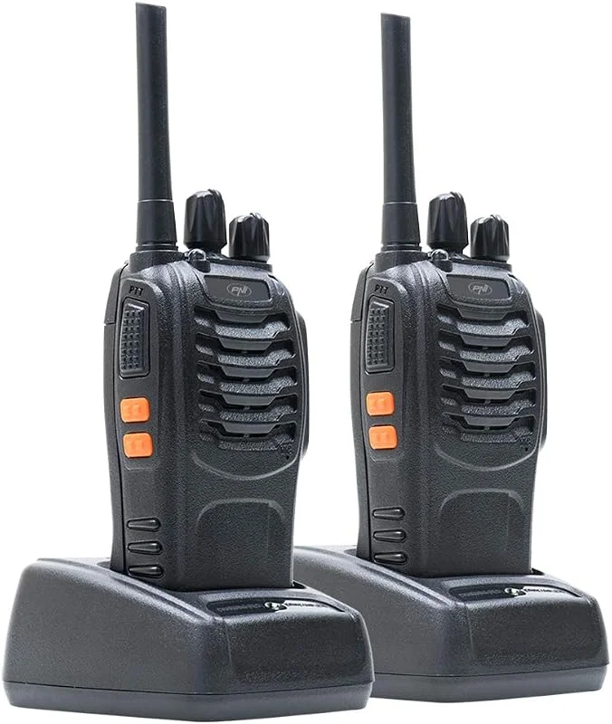 PNI PMR R40 PRO bärbar radio, uppsättning med 2 st, 0, 5 W, ASQ, TOT, monitor, programmerbar, 1200 mAh batterier, laddare och hörlurar ingår, VOX funktion. — Portabel digital och ljud