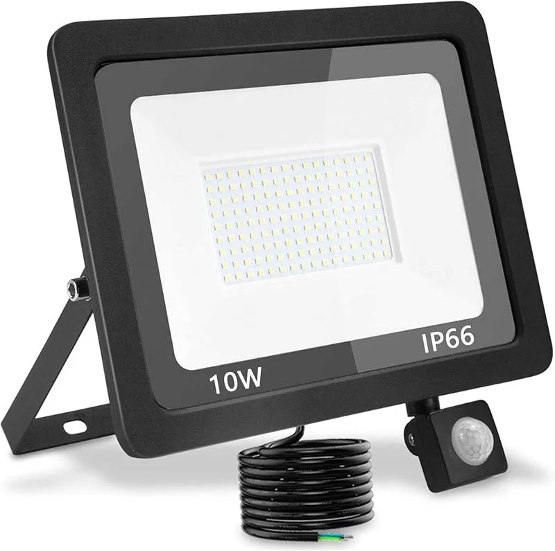 Utomhus LED-projektor, rörelsedetektor, 10 W, 1 000LM LED-spotlight, 6 000k, IP66, vattentät utomhus-LED-spotlight för trädgård, garage, gård (kall vit, 10 watt) — Smarta hem