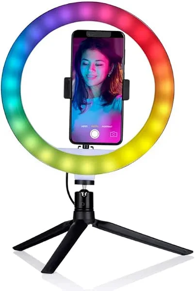 Grundig Ringlampa med stativ – cirkellampa för film och smink – USB-ringlampa – telefonringljusstativ – TikTok gåvor för flickor – ljusstativ för videor — Mobil och surfplatta