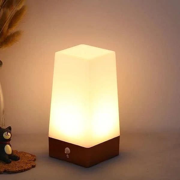 Andoer LED-nattlampa, -bordslampa med PIR-rörelsedetektor, bärbar batteridriven sänglampa för hall, kök, sovrum, badrum och vardagsrum — Smart belysning